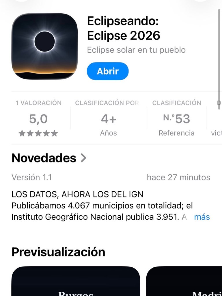 Victorgomez_14's tweet photo. @iSaBeLIiFaKe1 Descargar la app de ECLIPSEANDO en iOS. Para el Eclipse del 12 agosto. Es GRATIS. Rt y Compartir. https://t.co/zN7FNOpV0w