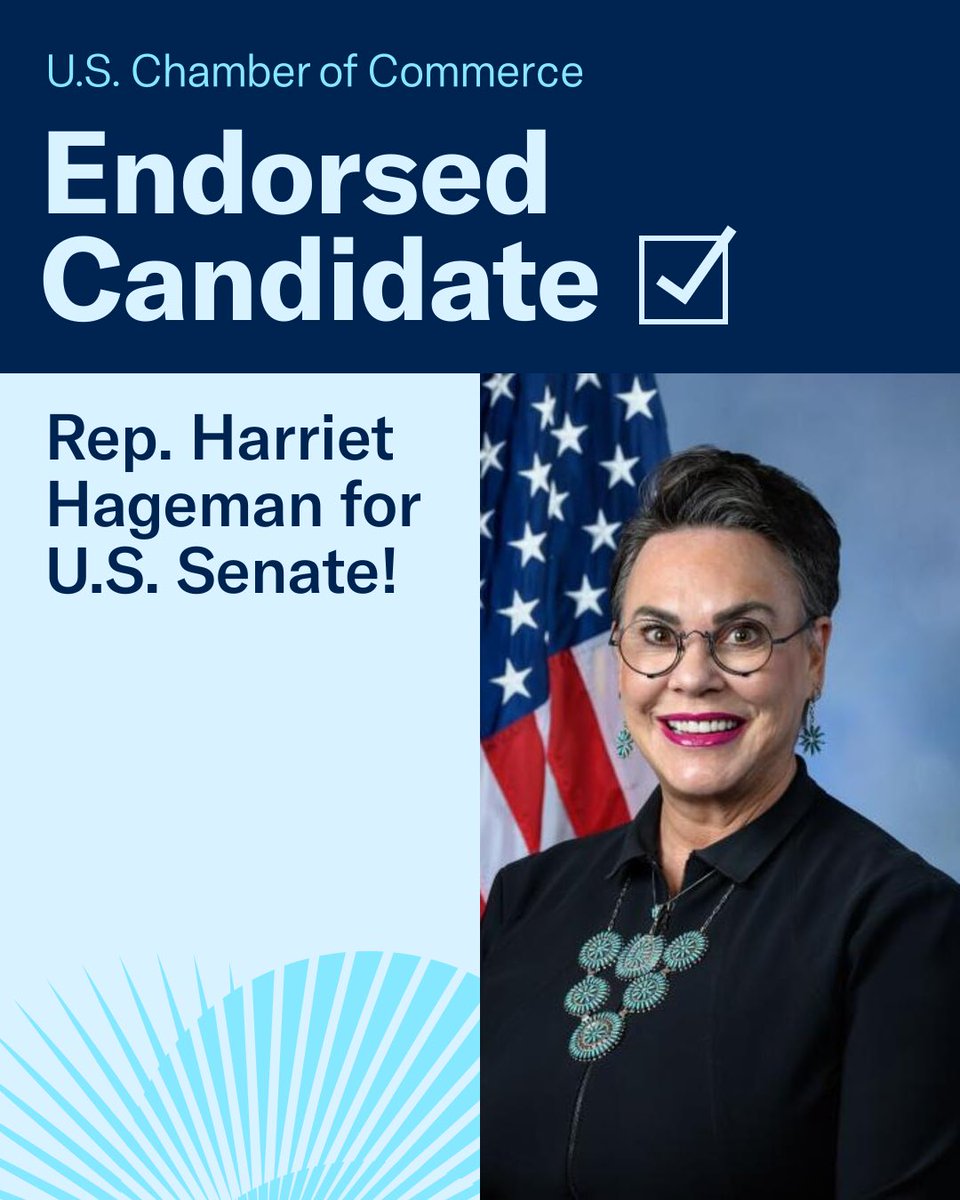 USChamberAction's tweet photo. The @uschamber was proud to endorse @HagemanforWY for U.S. Senate #WYSen this week with an event at Beach Please Drink Co. in Cheyenne, WY!
Read more: https://t.co/1fBPdNFHK2 https://t.co/USQyn6HyEh