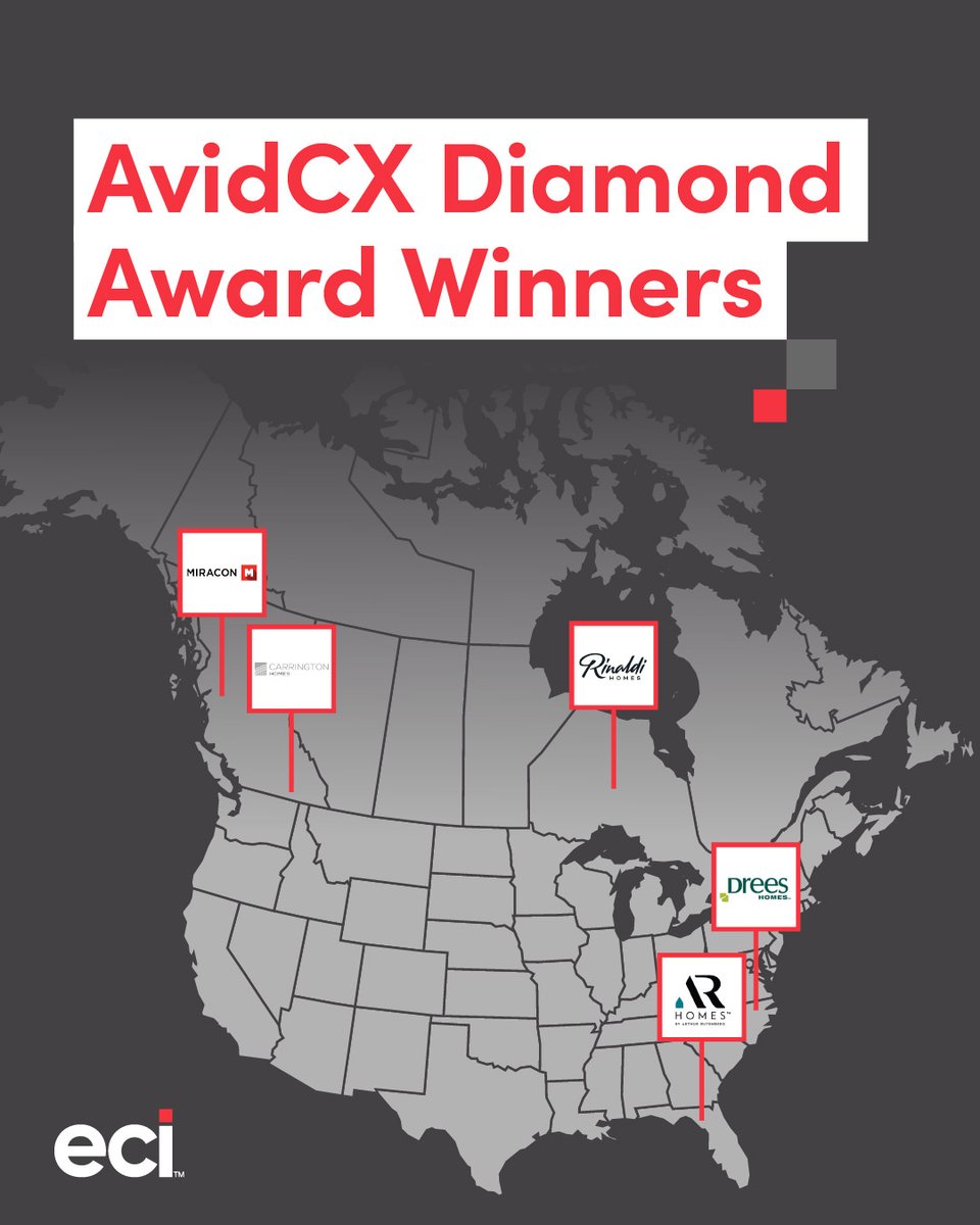 ECISolutions's tweet photo. Our AvidCX Diamond Award goes to the builders whose homeowners scored them highest on the Move-In Experience Survey during their first 90 days in the home.

Congrats to @DreesHomes, @arhomesofficial Sarasota @CarringtonHomes, @Rinaldi_Homes and @miraconhomes. https://t.co/lbdns6olij
