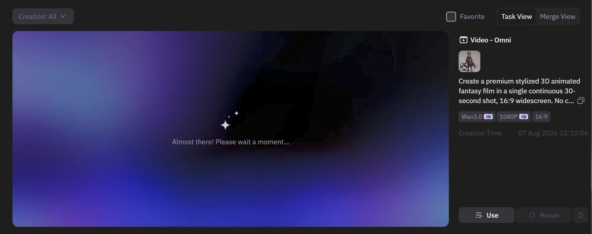 vevebldr's tweet photo. I’ve been trying out Wan 3.0 on the official Wan website, but my 30-second video has been stuck generating for over an hour and a half. Is anyone else experiencing the same issue?

@Alibaba_Wan #wan3 https://t.co/Q1PdlBsig4