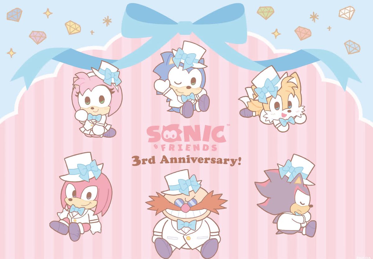 FrackDeals's tweet photo. The SONIC &amp; FRIENDS line is celebrating their 3rd anniversary!

The official Instagram account has shared pictures of the cast wearing some very cute anniversary outfits! Hoping that we'll see merch of these at some point 👀 https://t.co/GPACrlRt38