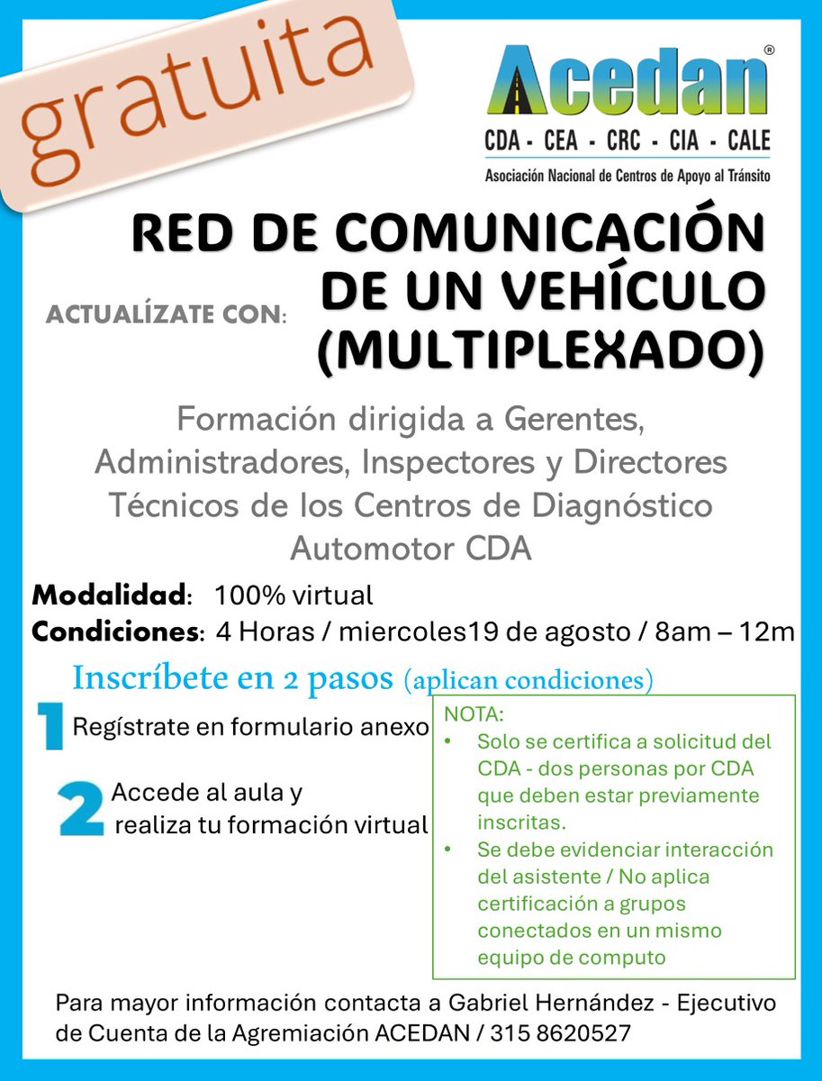 ACEDANColombia's tweet photo. Inscribete al nuevo curso gratuito.
LINK DE REGISTRO: 

https://t.co/tGuet502CP https://t.co/BcntzFCB24