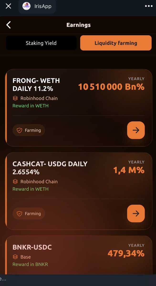 Iris_token's tweet photo. #IrisApp also helps you discover the best 100% on-chain yield opportunities.Staking, Liquidity Farming, and much more. 

All accessible to everyone, with no restrictions. 

Launch the app : https://t.co/M6rdI1RHTj https://t.co/TxdZv9am1Z