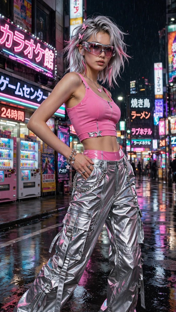 Anita_Sen1's tweet photo. NEON Y2K CYBER DOLL⚡
#Y2K #CyberFashion #HarajukuStyle #TokyoNights #MetallicPants #GenZStyle #FashionViral #RunwayReady https://t.co/ineckBzF9W