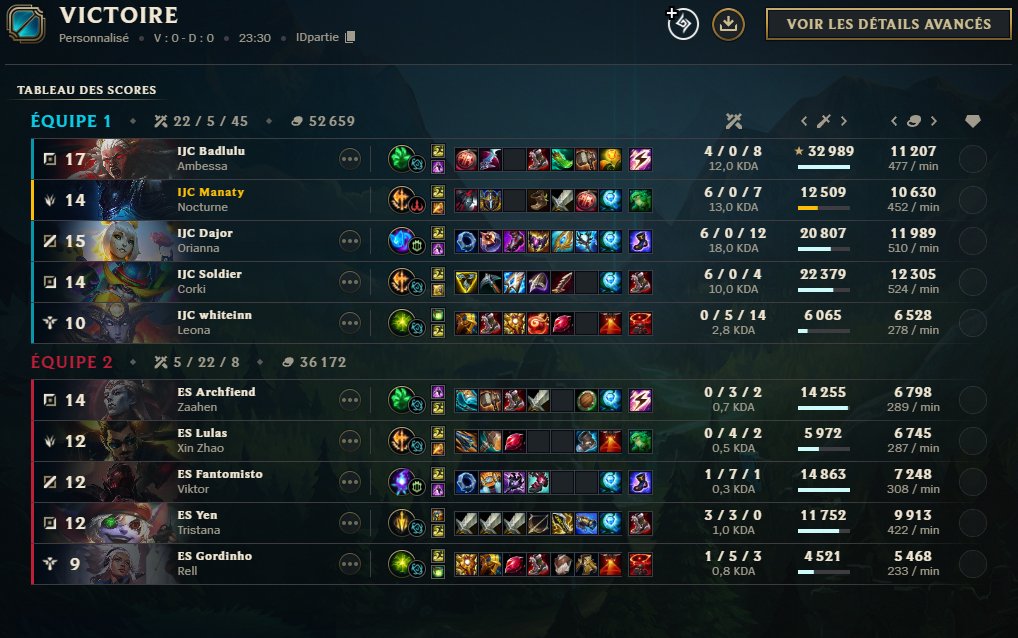 Manaty_LoL's tweet photo. 5-4 LFL (4-2 AVEC MOI) derniere game du regular split plutot chill juste @badlullu qui troll ma game a vouloir dive top alors que y'a le drake et il fait 0 dégat en + mais np FOCUS PLAYOFF MTN GGS ES https://t.co/BaphkYiWAt