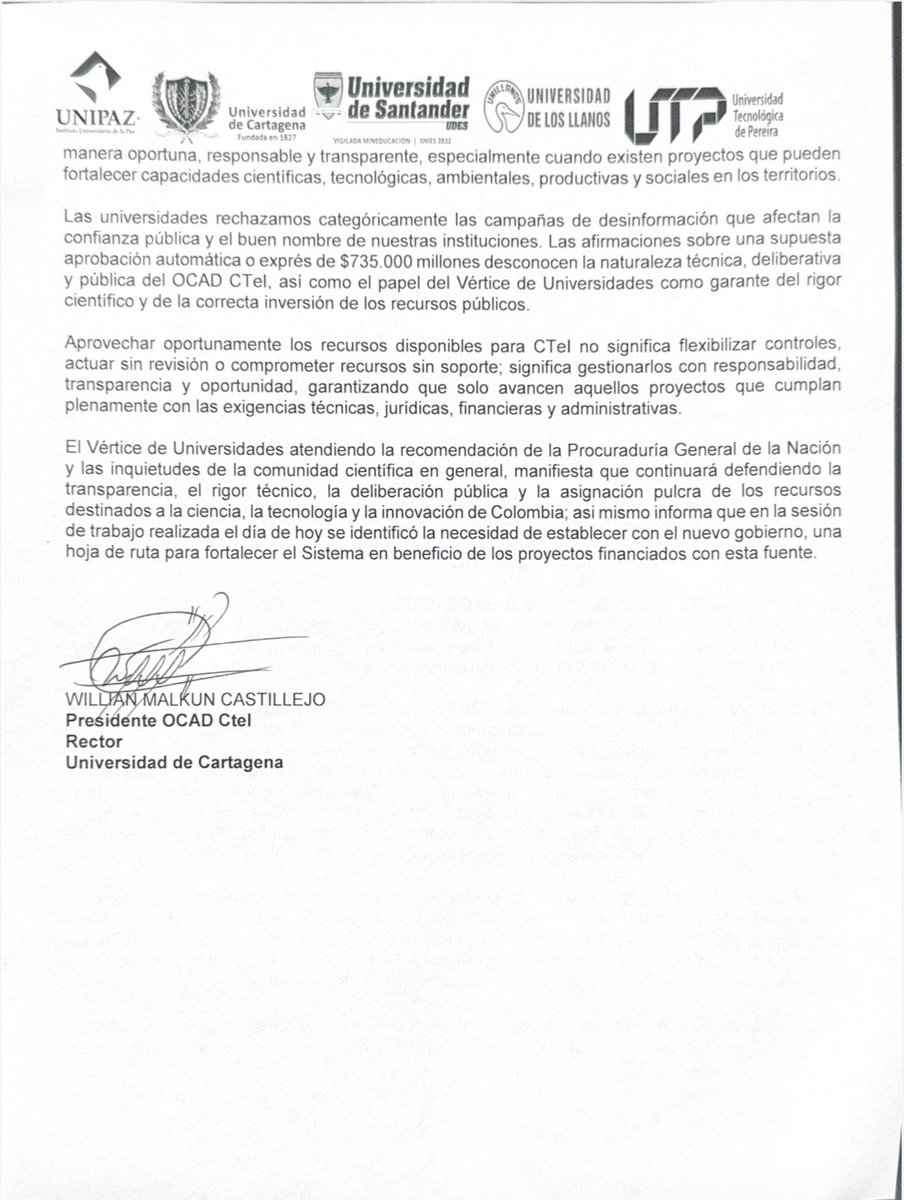 uni_cartagena's tweet photo. 📍La Universidad de Cartagena fue sede de la sesión de trabajo del OCAD de Ciencia, Tecnología e Innovación, liderada por el Vértice de Universidades.
Sigue el hilo 👇🏼 https://t.co/61Amc1NqW0