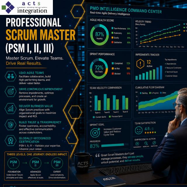 ACTSIntegration's tweet photo. 🚀 Scrum is easy to understand, but difficult to master. True mastery requires deep facilitation and coaching skills. Move beyond the basics with our progressive PSM I, II, & III certification tracks: https://t.co/uDpGHxLOQ0 #ScrumMaster #PSM #AgileCoaching https://t.co/EdFiv6XawF