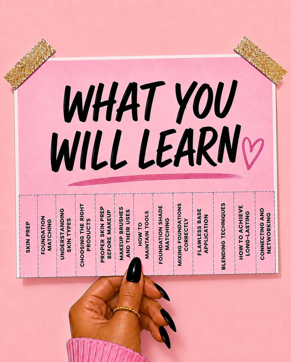 TachaBeautyHQ's tweet photo. Your glow up starts at 7:00 PM WAT!!

Don’t be late. ⏰ 

Swipe to see what you will learn for Day 1 💃

Drop a 💜 in the comments if you are Active.

#tachabeautyhq #makeupbootcamp https://t.co/DOdYbQFYle