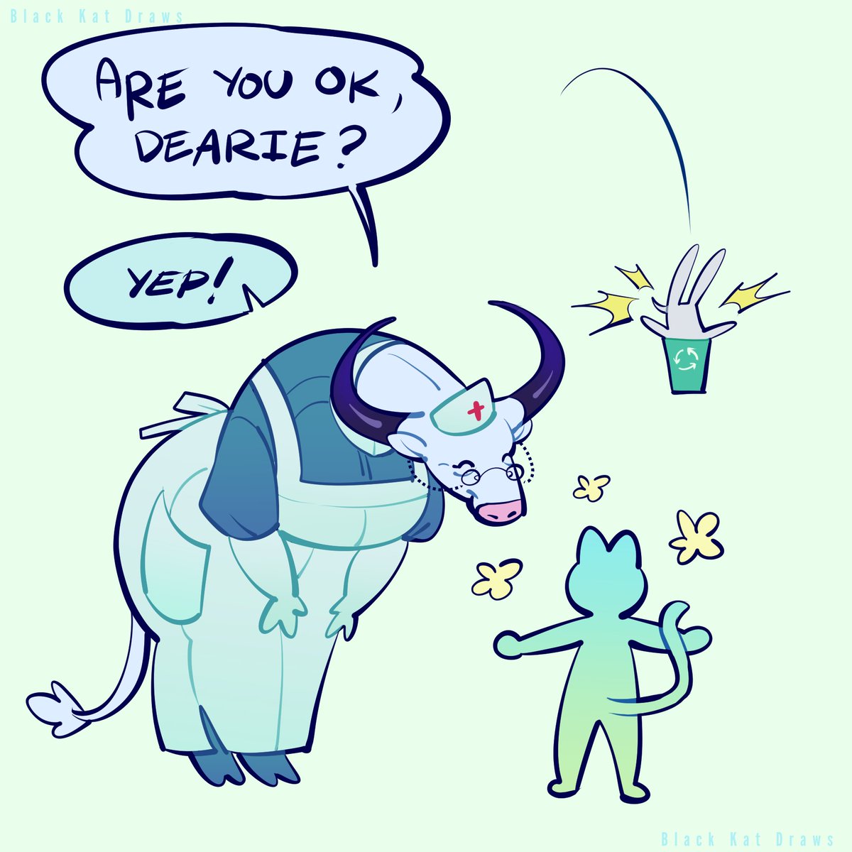BlackKatDraws's tweet photo. [Animal Hospital] My Head Nurse design :3 She's a water buffalo #AnimalHospital https://t.co/kRv9zXaLY9