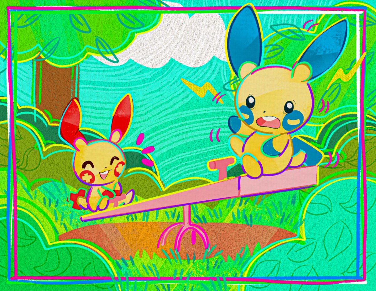 strawbunnycakes's tweet photo. Playful Plusle &amp; Minun ⚡️🍃 (comm)
#pokemon https://t.co/3ICmTyXnfz