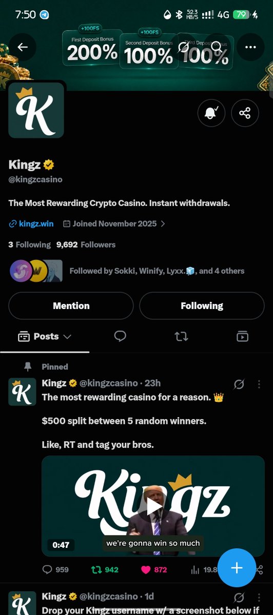 Cipherflex's tweet photo. @Winify @kingzcasino Done ✅ 
Thank you https://t.co/cck0YJGm55