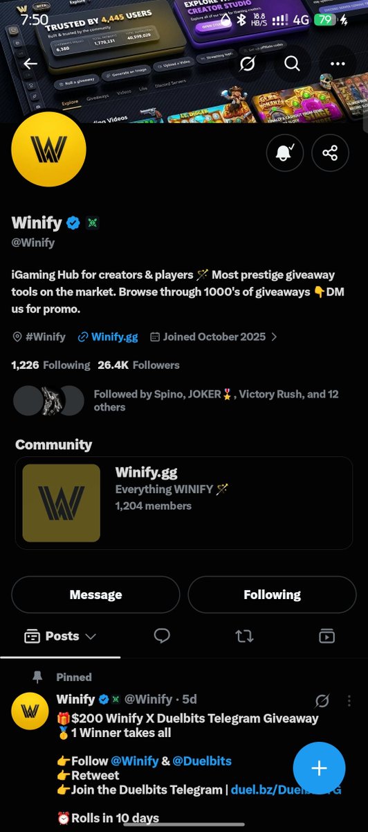 Cipherflex's tweet photo. @Winify @kingzcasino Done ✅ 
Thank you https://t.co/cck0YJGm55