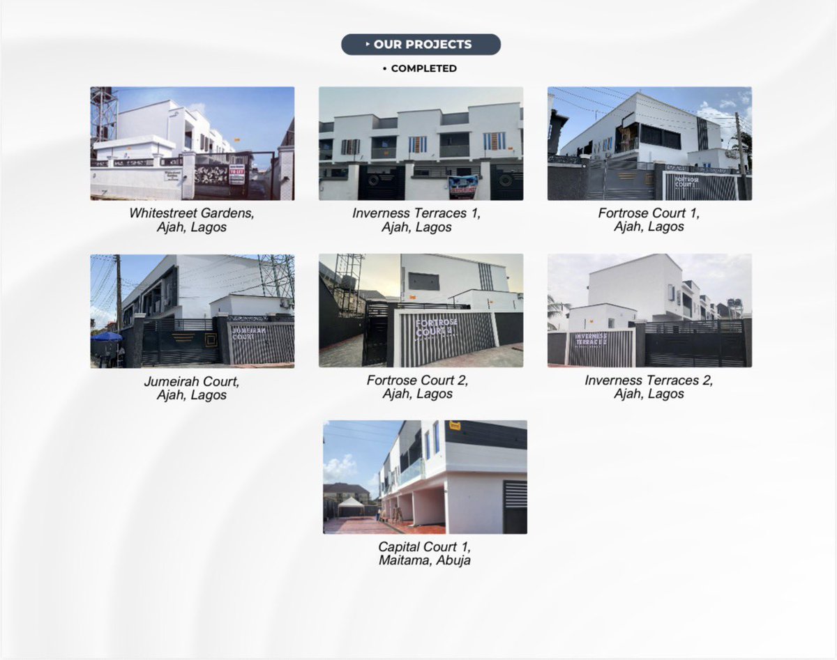 SirJarus's tweet photo. Jarus Homes in 4 Slides

1. Why choose us
2. Completed properties
3. Ongoing projects
4. Ways to contact us https://t.co/Um8XBP1GHi