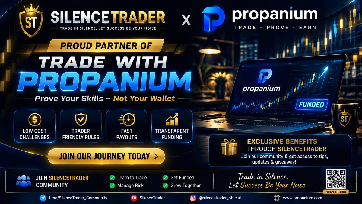 SilenceTrader_'s tweet photo. . The truth is, consistency, discipline, and proper risk management matter far more than a big account.That's why I'm proud to partner with @Propanium through SilenceTrader.
✅ Low-costchallenges✅Trader-friends
Fast payouts

#Propanium #PropFirm  #RiskManagement #SilenceTrader https://t.co/GsqVRnNopY