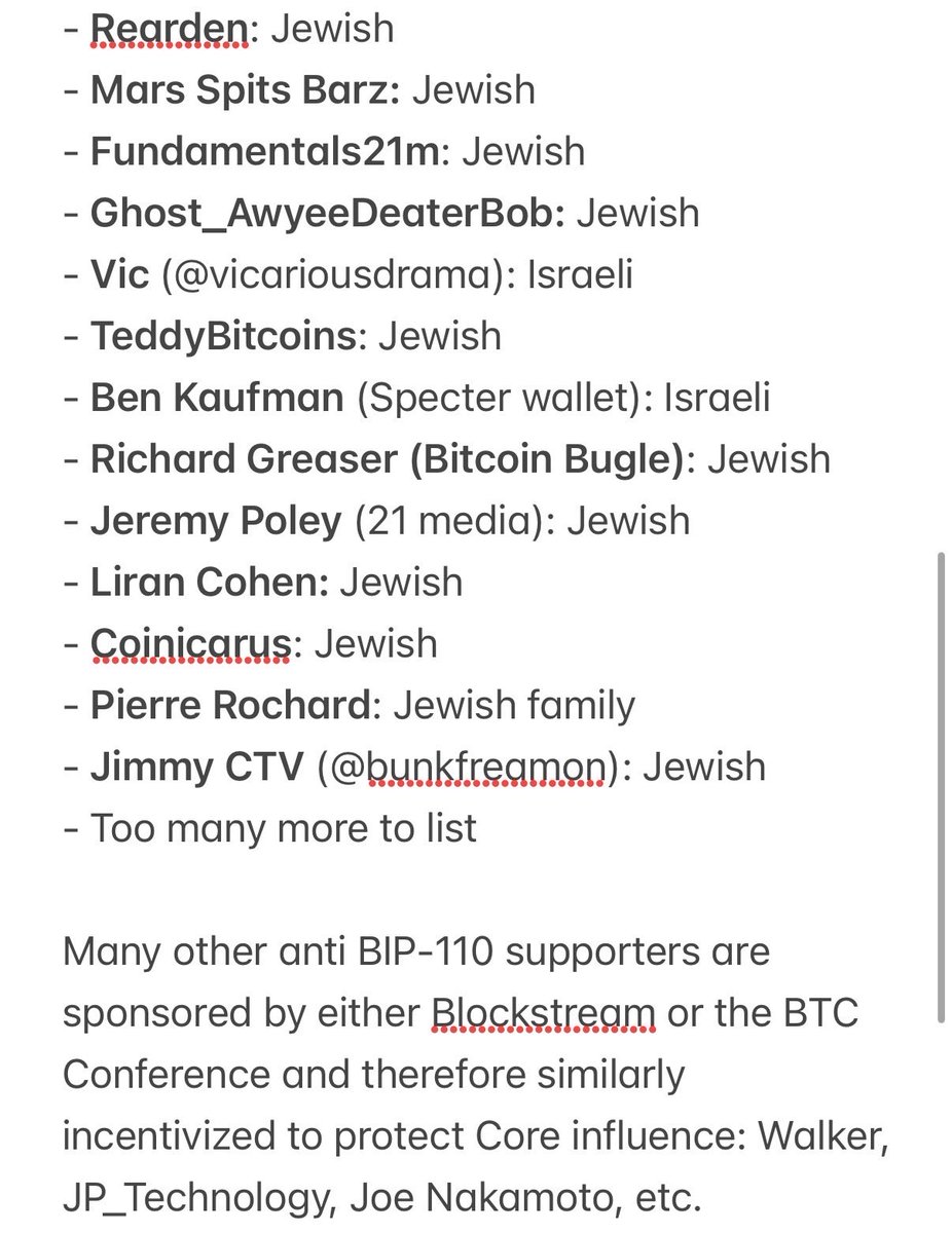 CatoTheElder17's tweet photo. ⚠️ Was Bitcoin Core infiltrated by Israel?⚠️ 

We know from the DOJ emails that Epstein “represented the Rothchilds”. Israel also receives support from certain members of the Jewish diaspora, (“Sayanim”).

Now look at the influencers opposing BIP-110 to protect Core’s monopoly: https://t.co/ecHYXbwmqe