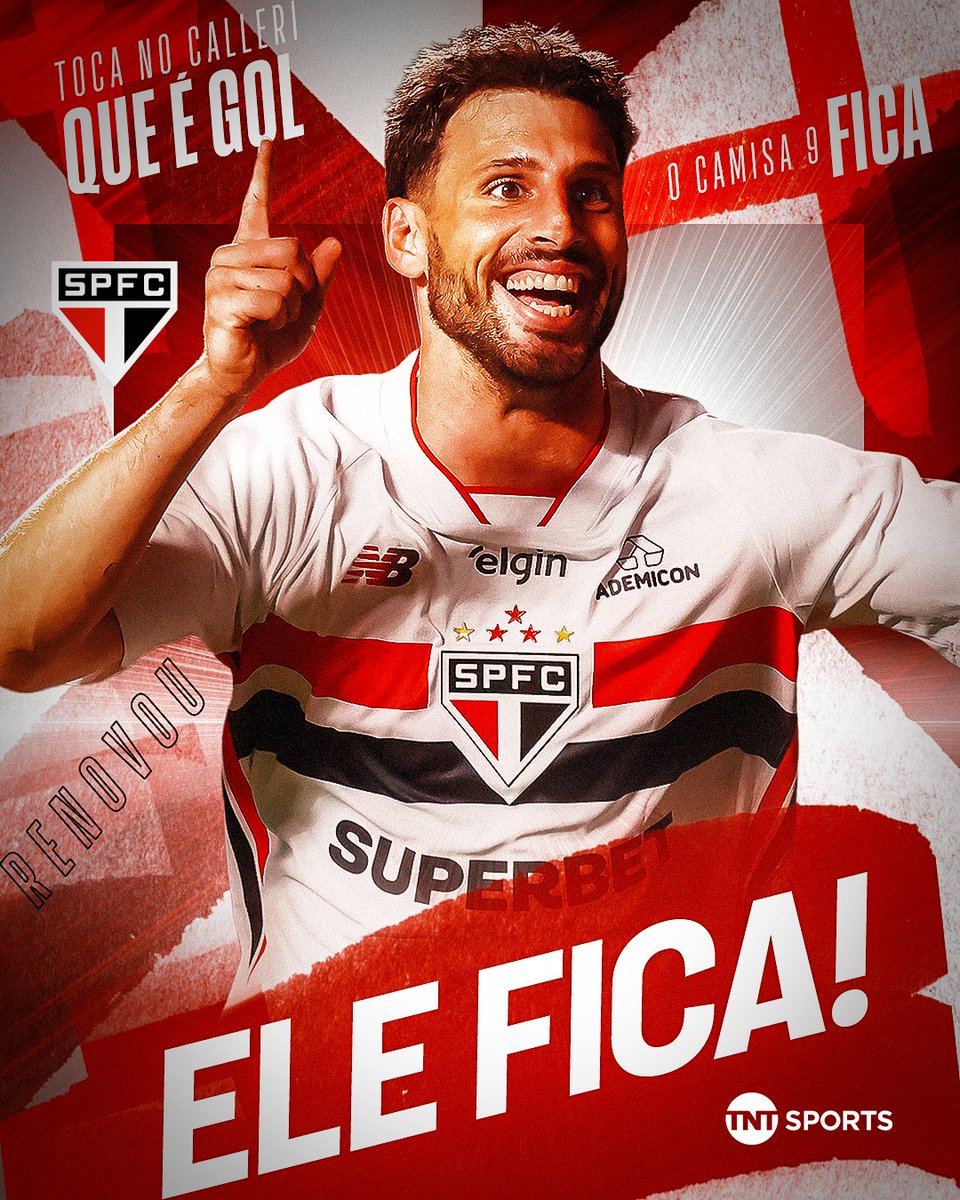 TNTSportsBR's tweet photo. O CALLERI JÁ ASSINOU! 🇾🇪 O camisa 9 vai permanecer no São Paulo por pelo menos mais 2 temporadas, até o final de 2028, podendo ainda ampliar seu vínculo. 

O Tricolor aguarda a finalização de todos os documentos para anunciar a renovação do jogador. #FBR

🗞️ @prisenhoraes https://t.co/FswIX3evcV