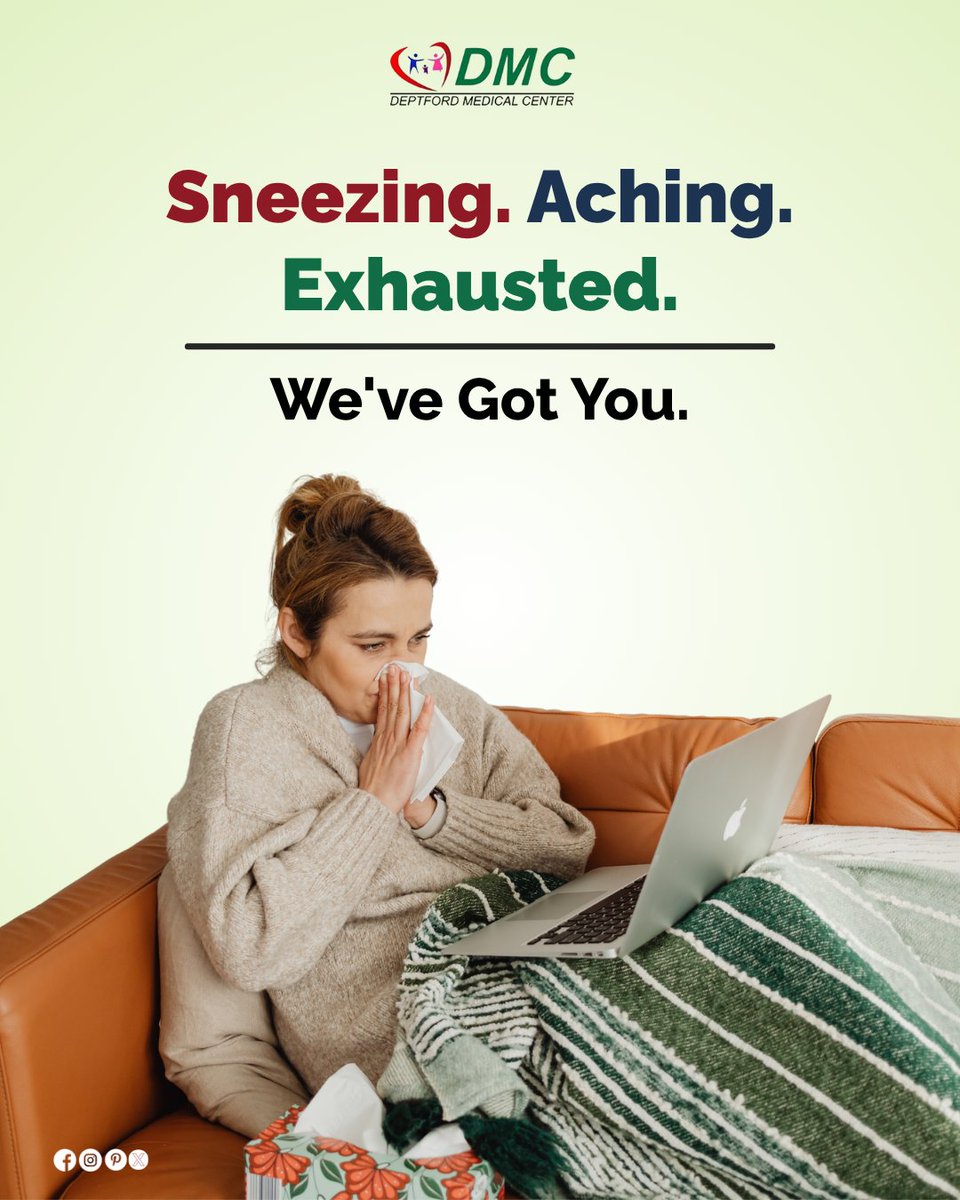DeptfordCenter's tweet photo. Cold and flu season hits hard, but we hit back harder.
Fast diagnosis, effective treatment, and same-day care so you feel better sooner.
Walk in today, no appointment needed!
Call us at (856) 848-8060
#DMC #healthcare #coldandflu #urgentcare #samedaycare https://t.co/nD1R68dMzj
