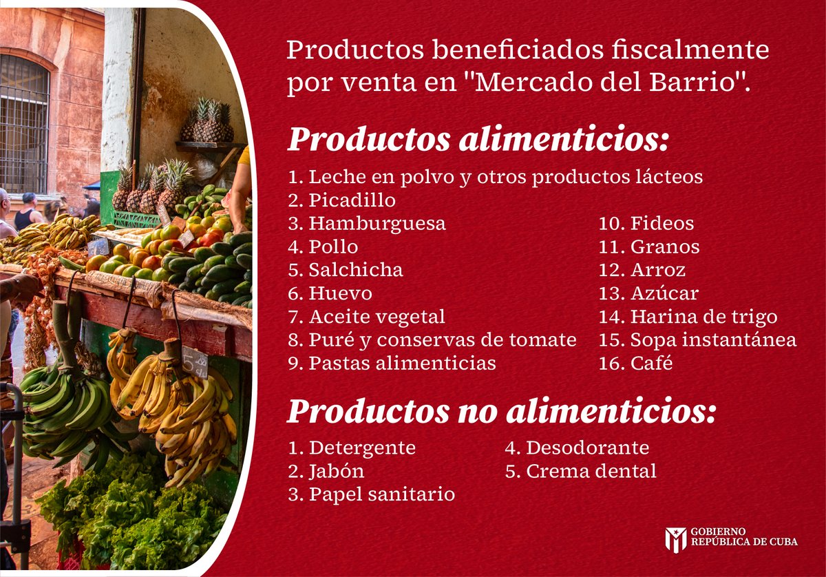 GobiernoCuba's tweet photo. ¿Qué son los mercados de barrio?

Según la Resolución 16/2026, publicada en la Gaceta oficial, constituye una forma de gestión de venta de mercancías para la comercialización de una nomenclatura definida de productos, en establecimientos 
seleccionados. https://t.co/svvdHRM3ZE