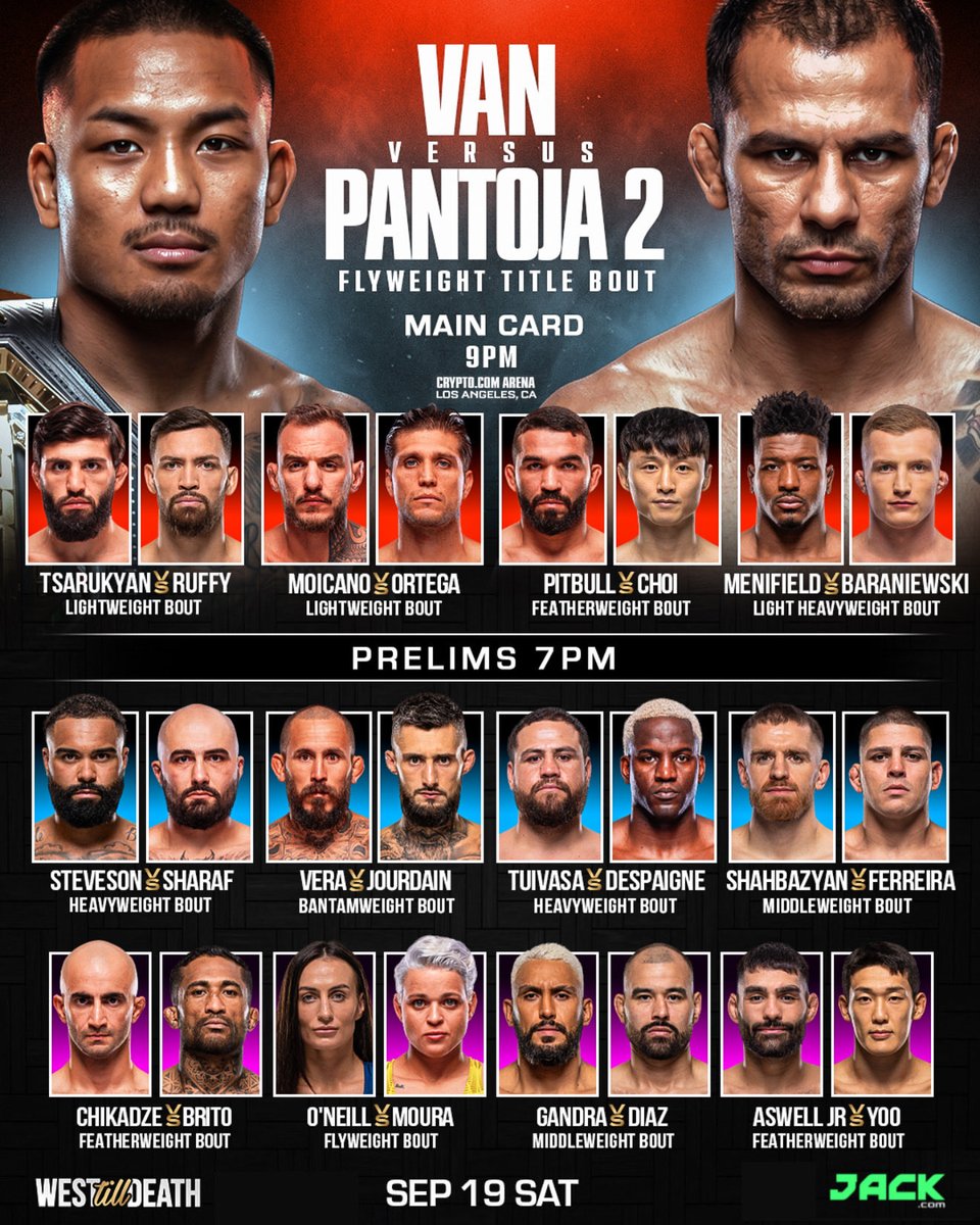 WestTillDeath's tweet photo. #UFC331 Card Preview September 19th in Los Angeles, California Crypto Arena! 

#ufc #mma #fight https://t.co/CrxpifrpWY