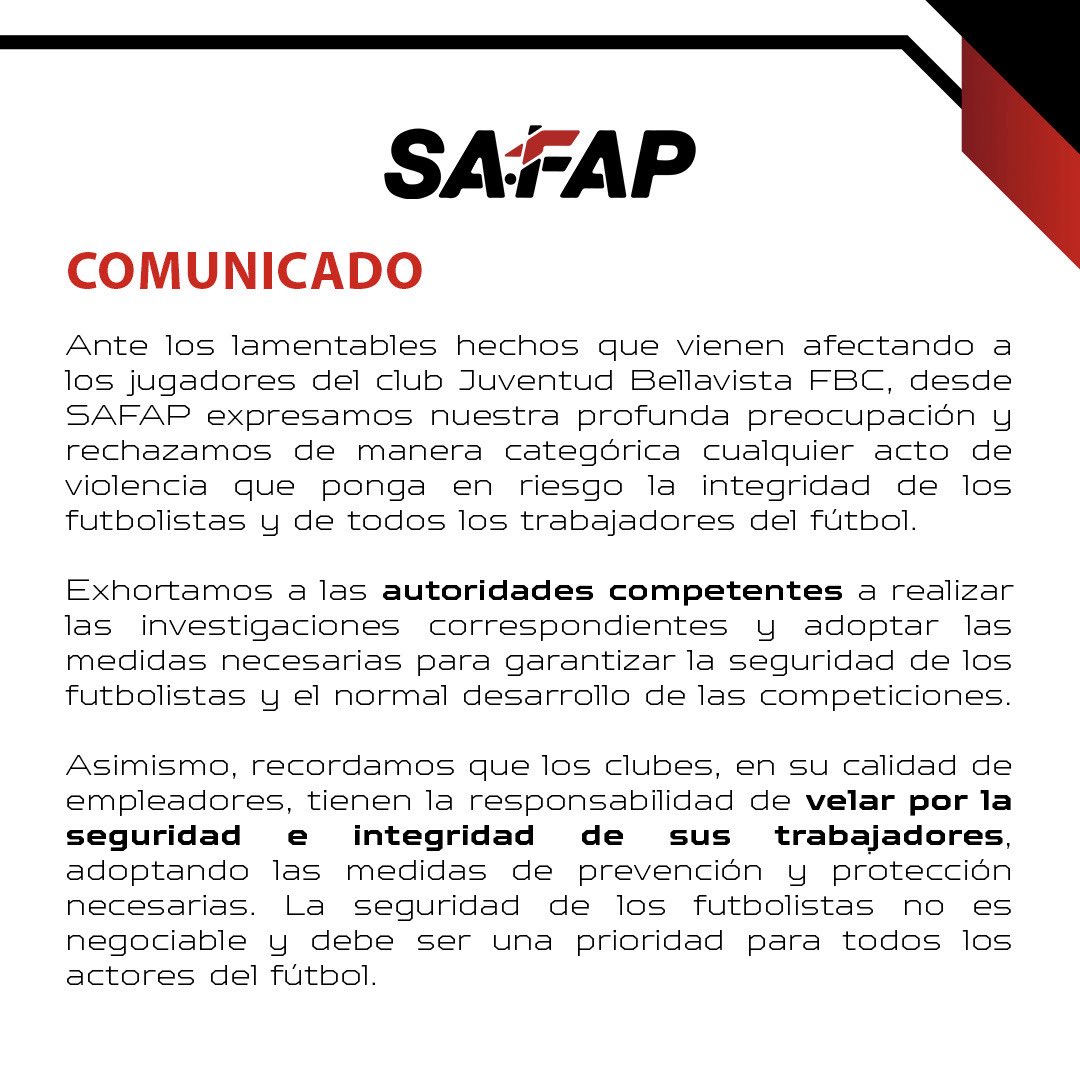 SafapPeru's tweet photo. COMUNICADO 

#safap #agremiacion #noalaviolencia https://t.co/uhcxHWGniX