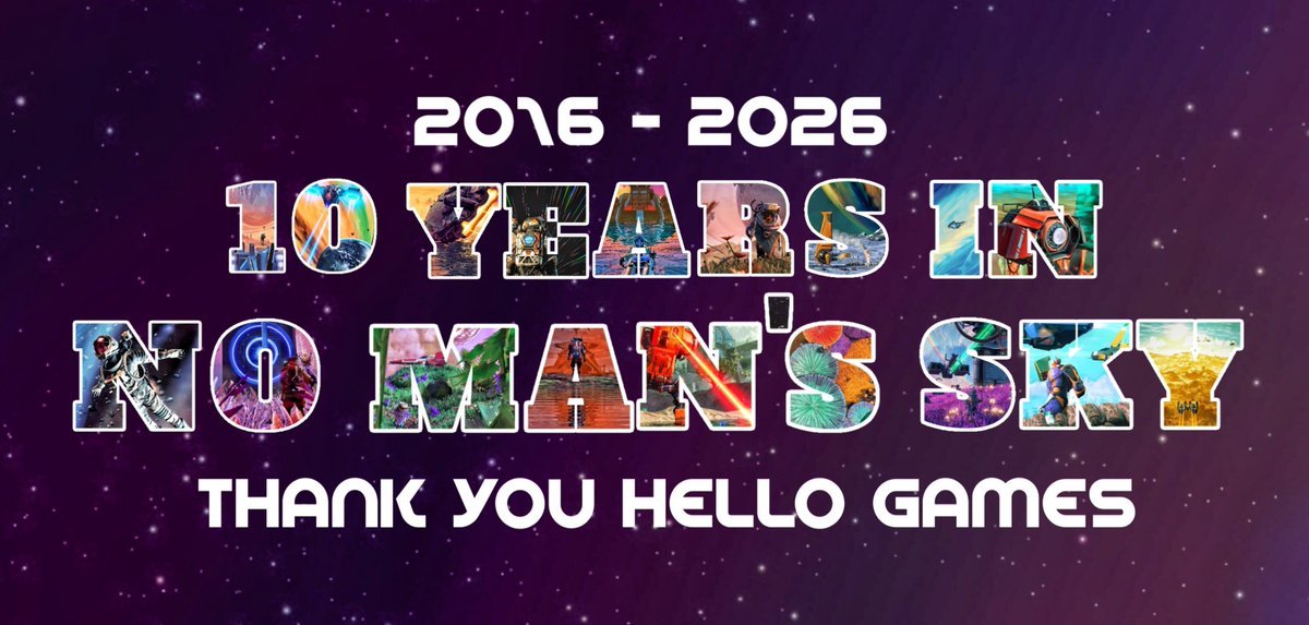 RayReynoldsNMS's tweet photo. Thank you @hellogames for 10 wonderful years under the No Man's Sky!

I can't express in a tweet what it means to me to be a small part of this journey and everything you folks have done for me.

Thank you

❤️ 

@NoMansSky #NoMansSky @hellogames @Griff_ @HelloTimW https://t.co/knMhmB1xmP