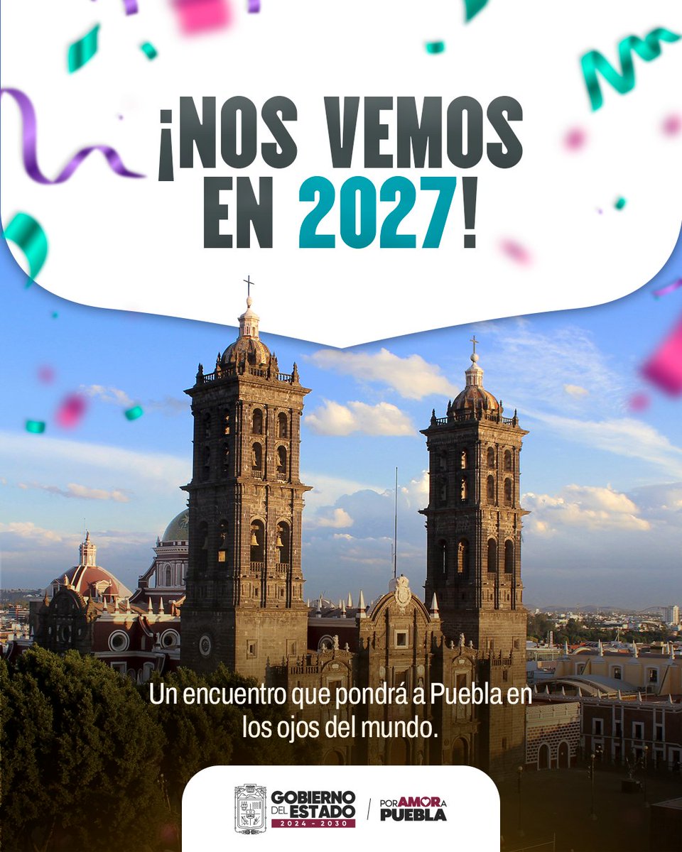 FeriaPuebla's tweet photo. ¡Puebla estará en los ojos del mundo y tú tienes que ser parte de esta gran fiesta! 

Del 9 al 12 de marzo de 2027, nuestro estado vibrará como sede del #TianguisTurísticoMéxico. 🌎 Prepárate para presumir el sazón, los Pueblos Mágicos y la riqueza histórica de esta tierra. 🌄🌮 https://t.co/84Fl7sUnSg