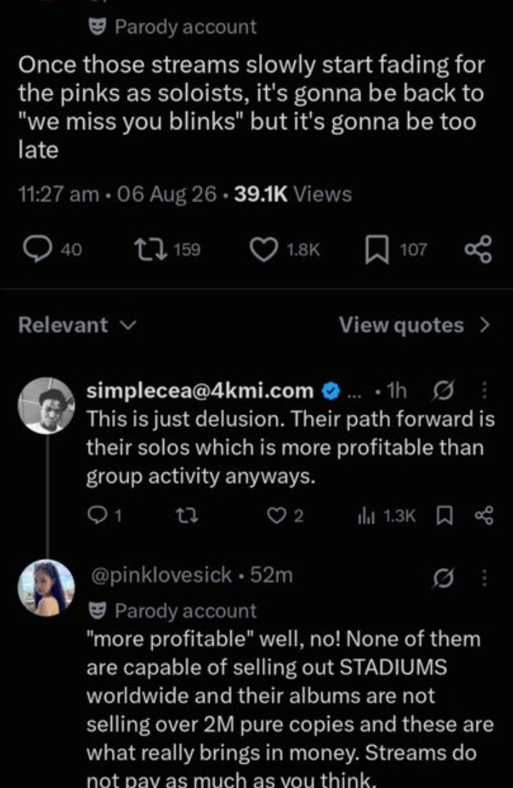 jeonsummerz's tweet photo. Lisa has not entered any global chart this year 2 singles released
Jennie solo song made no noise
Ji-soo
Ro-se

Mind you 4/7 members of BTS did a  solo stadium tour their solo albums sell more 
Being a successful soloist is not about Spotify streams your fandom testified to it https://t.co/QjmF3zQDPk