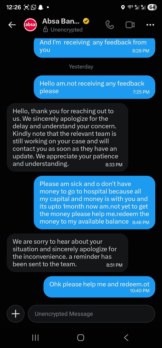 itz__serdik's tweet photo. @thebankofghana Hello today is exactly 33days since @AbsaGhana @AbsaSouthAfrica held my money on 5th july,2026. The money is in my virtual card and i just woke up and see iw was  deleted by @AbsaGhana with my 46,100 cedis inside and  i complaint through email call and there 
1/1 https://t.co/hmp1fQDIPH