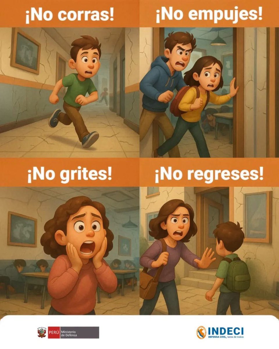 indeciperu's tweet photo. 🚨 Ante una emergencia, sigue estas #recomendaciones.

🔸No corras.
🔸No empujes.
🔸No grites.
🔸No regreses.

🔄Comparte esta información. https://t.co/dD5vhG5JfL