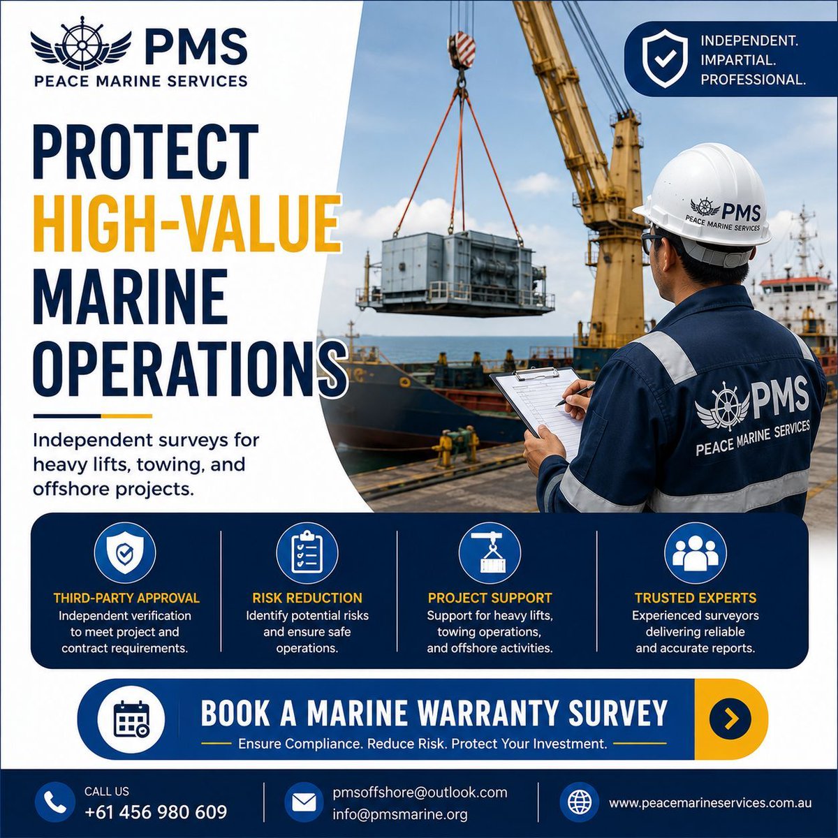 pms_marine's tweet photo. Protect High-Value Marine Operations
Book your Marine Warranty Survey today.
📞 +61 456 980 609
🌐 https://t.co/ZQxYMmlECV
📧 pmsoffshore@outlook.com | info@pmsmarine.org
#MarineWarrantySurvey #MarineSurvey #OffshoreOperations #HeavyLift #MarineEngineering #Shipping #Australia https://t.co/NJx0riO2Tp