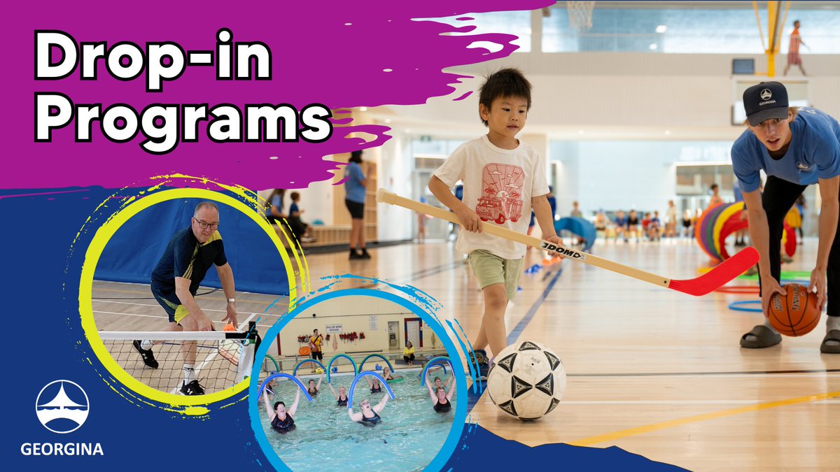 georginatown's tweet photo. Looking for something fun &amp; easy to join? Georgina’s drop-in programs include swimming, aquafit, pickleball, fitness, basketball, kids' playgroups &amp; more, with no registration needed! Find schedules at https://t.co/2gbyfVW5ce. https://t.co/eZWMlA2jx1