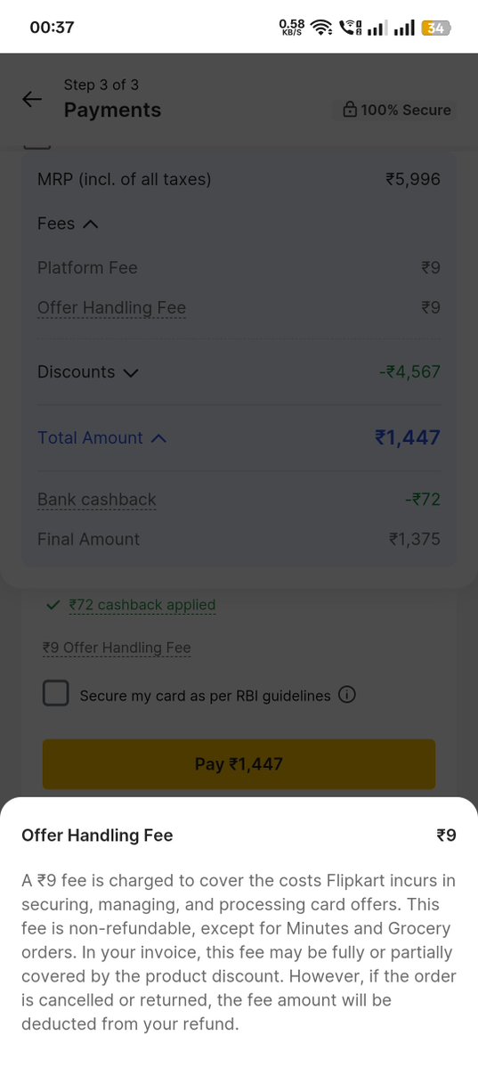 Harsh16Gupta's tweet photo. Now what the heck is Offer Handling fee?

Due to these reasons I love amazon, never seen any such unnecessary fee there. https://t.co/TJMaU3GjYQ