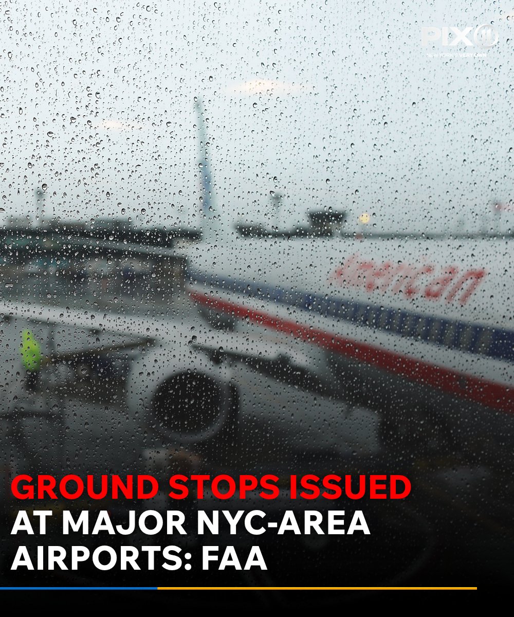 PIX11News's tweet photo. #BREAKING | Ground stops have been issued at multiple NYC-area airports due to thunderstorms.

Here's the latest: https://t.co/xWWjYMzR0x https://t.co/uOx1PigDrU