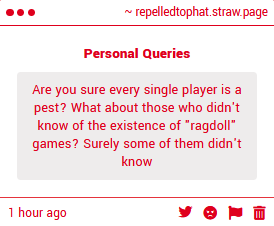 RepelledRagdoll's tweet photo. So I'm Supposed Hold Hands In A Circle With Every Player After Surveying Them Whether Or Not They Deserve To Die?
#### You And This Stupid ### Question https://t.co/W58ypqhOK9