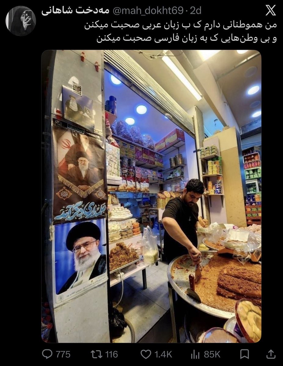 Gaffer_Wolf's tweet photo. خب مادرجنده‌ها، سیکتیر کنید پیش همون هم‌وطنان‌تون که به زبان عربی صحبت می‌کنن و دست از سر ایران ما بردارید. https://t.co/CBIVPj6pWW