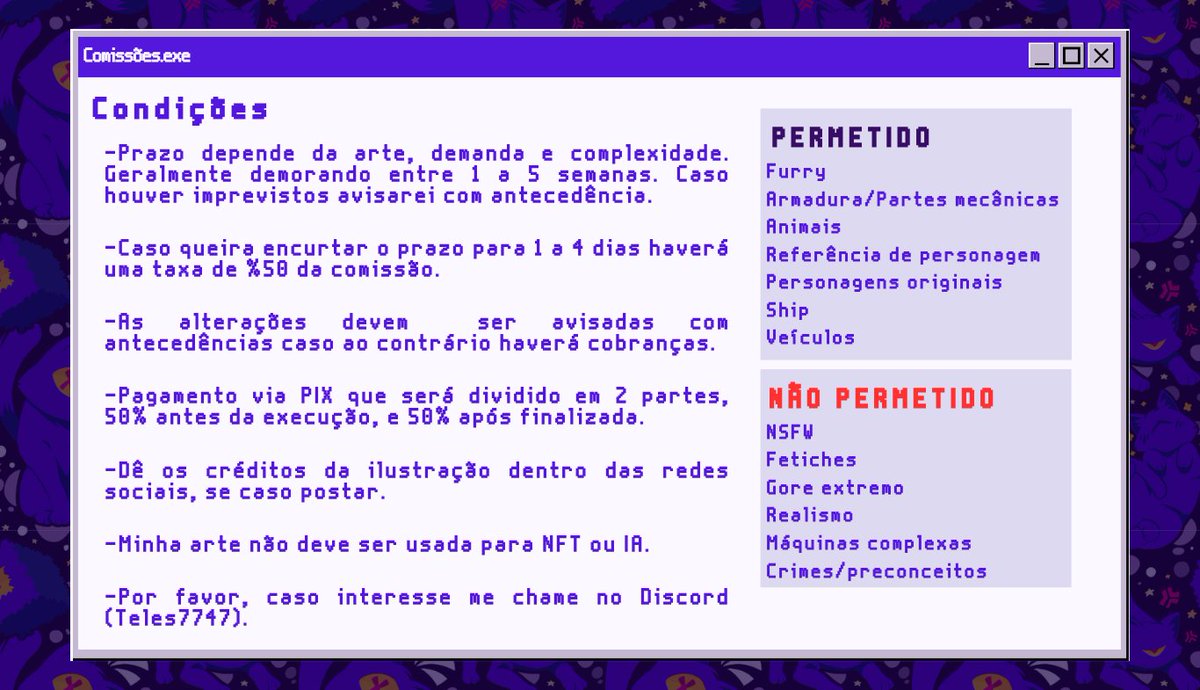 Amanda_T3l3s's tweet photo. Comissões abertas! Tabela de preços a seguir ->
Pagamento via Pix, e por favor leia as condições!
Abrirei 10 vagas abertas, caso queira conversar comigo entre em contato comigo pelo Discord(Teles7747).
#comissõesabertas #opencomissions #artistoftwitter
#opencomms https://t.co/XOTnzoQS7b