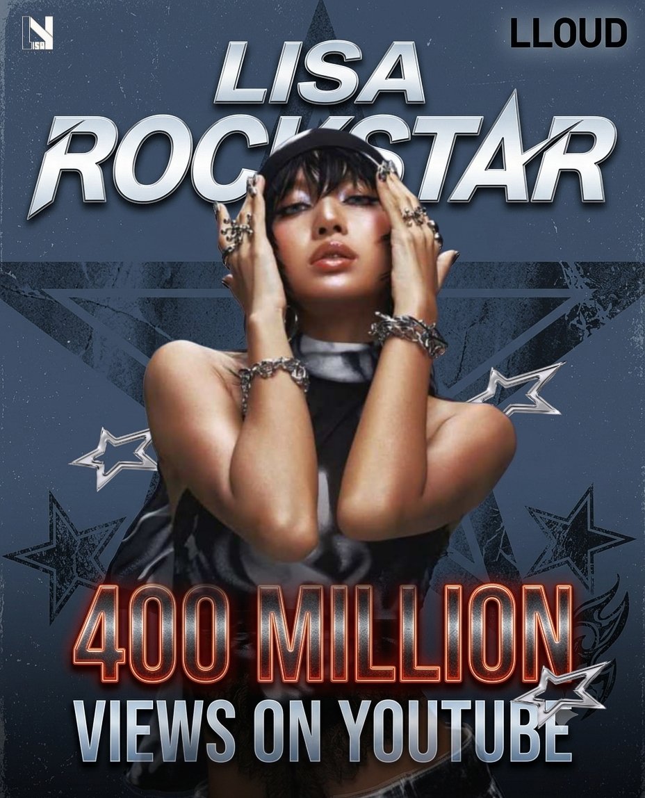 LISANATIONS_'s tweet photo. “ROCKSTAR” by #LISA has surpassed 400 MILLION views on YouTube!

@wearelloud

#LISAXROCKSTAR https://t.co/wwsPmuskeo