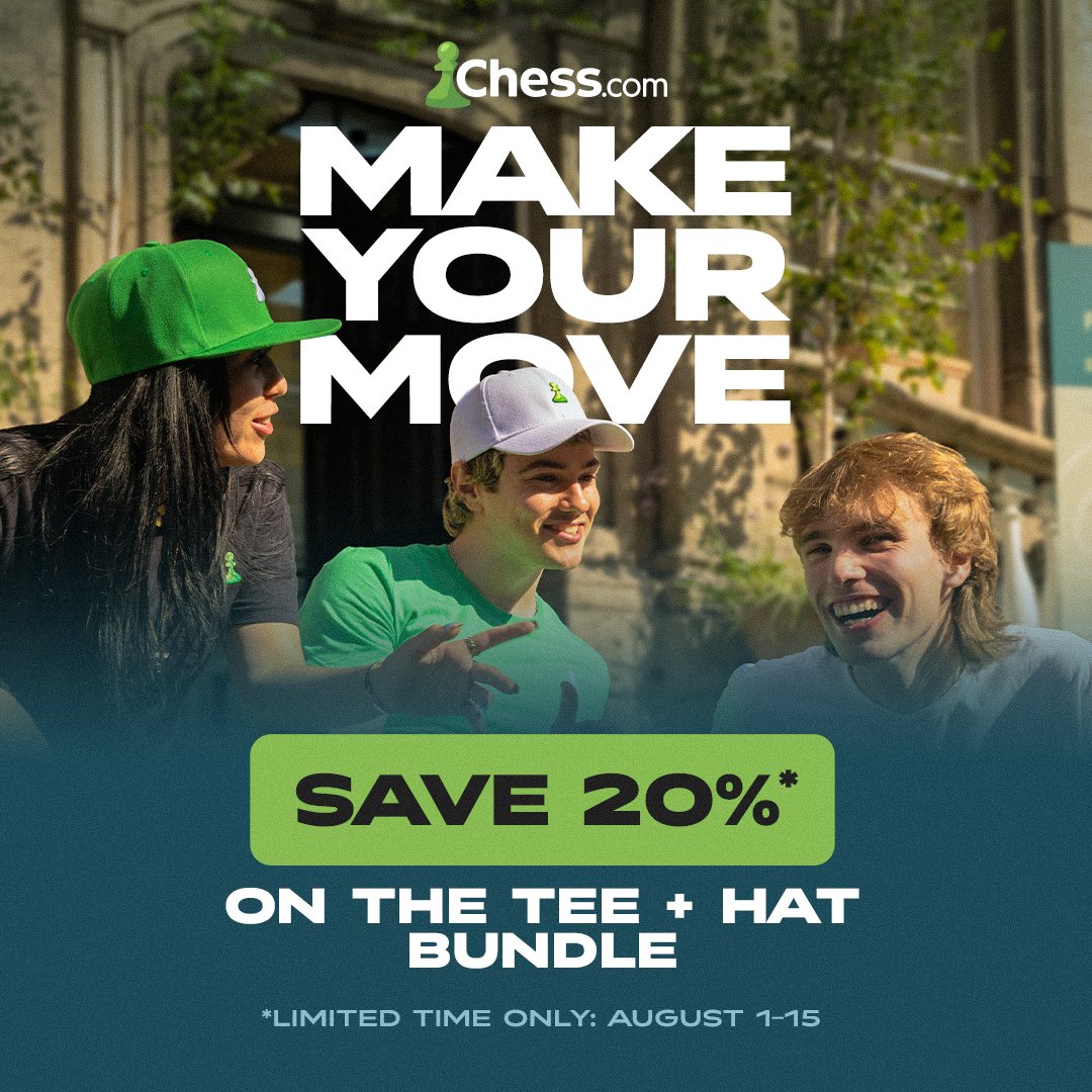 chesscom's tweet photo. ONLY 9 more days to save on the hat &amp; tee bundle! which colors are you getting?! 🧢

Link in reply! 👇 https://t.co/ogwGtBGI4N