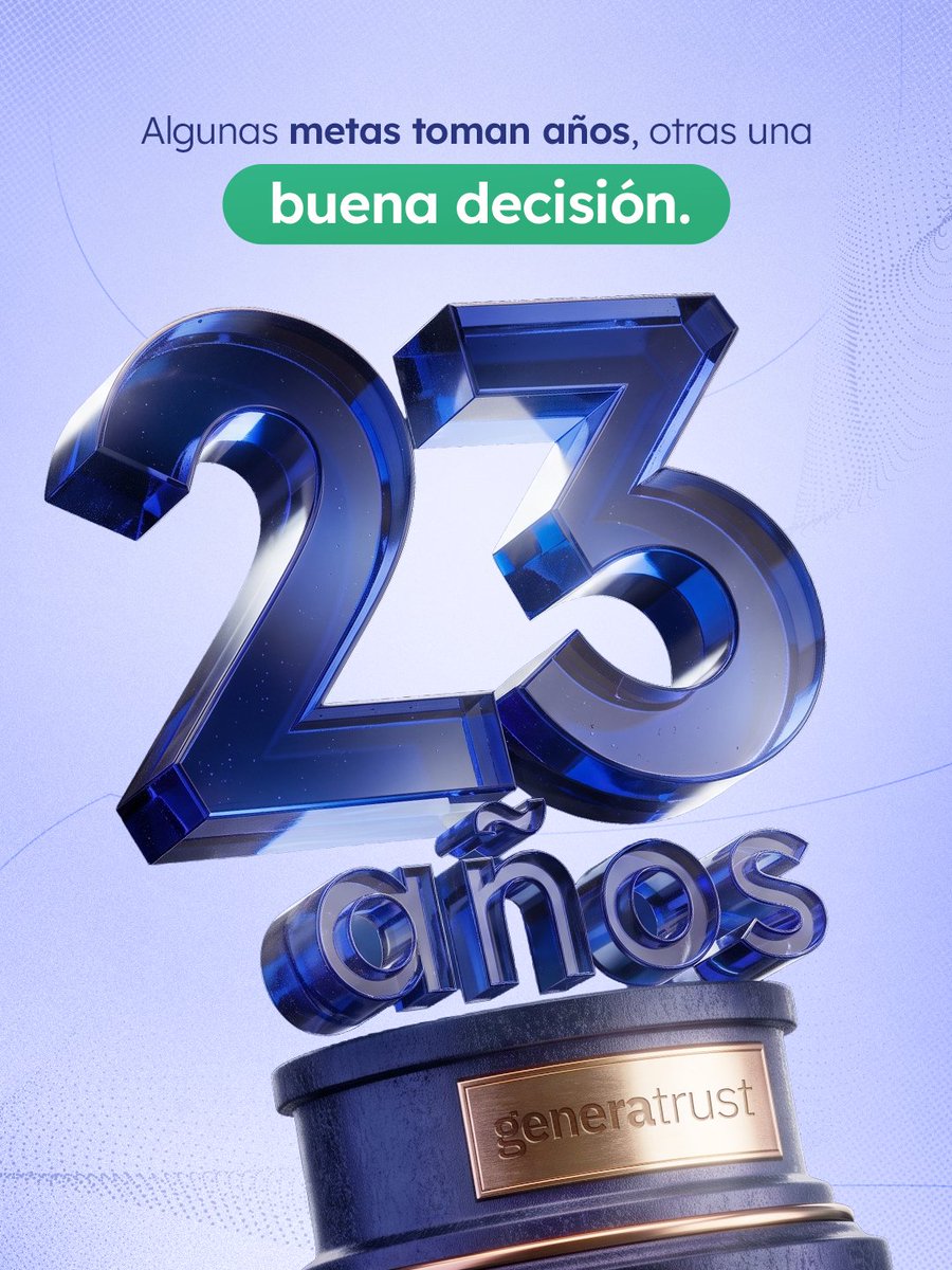 generatrust's tweet photo. Construir un legado toma años. Protegerlo comienza con una decisión inteligente. 🏛️
Celebramos 23 años ayudando a estructurar el futuro y proteger grandes proyectos.
Tu patrimonio merece experiencia y respaldo.
#23AñosGeneratrust #Fideicomisos https://t.co/KGHVZp8gzS