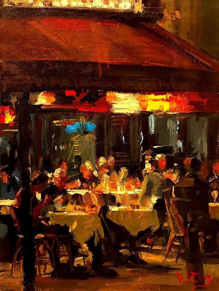 fraveris's tweet photo. "Busy Cafe" 

(oil on canvas)

Artist- Paul Cheng. https://t.co/NTMxsPGueI