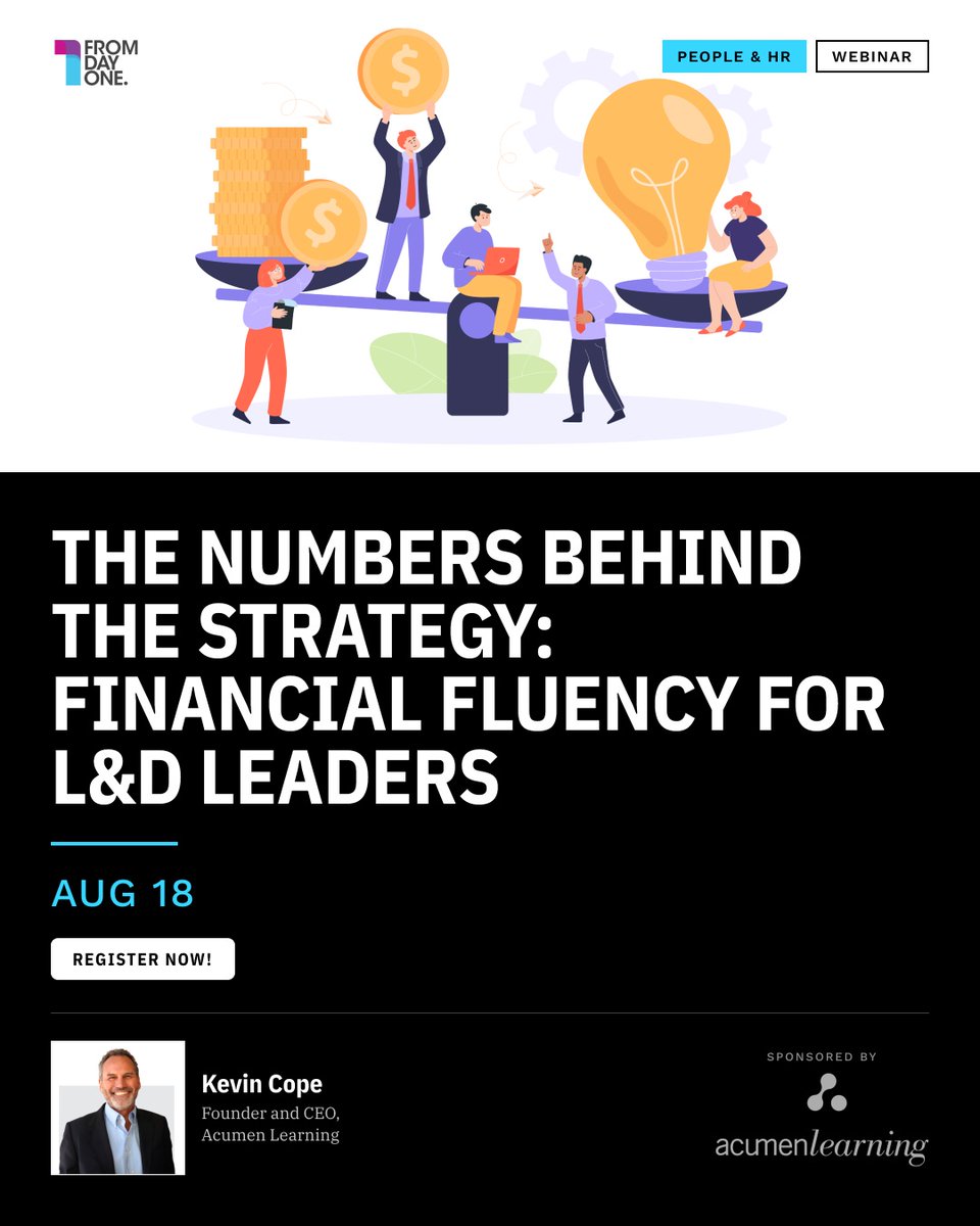 FD1conference's tweet photo. Speak the CFO's language. Kevin Cope from @acumenlearning breaks down P&amp;L fundamentals for L&amp;D leaders — Aug 18, 2pm ET.

Register: https://t.co/1DJtSjjfv8

#LDLeaders #HRWebinar #FinancialFluency https://t.co/cADbsAnNQj