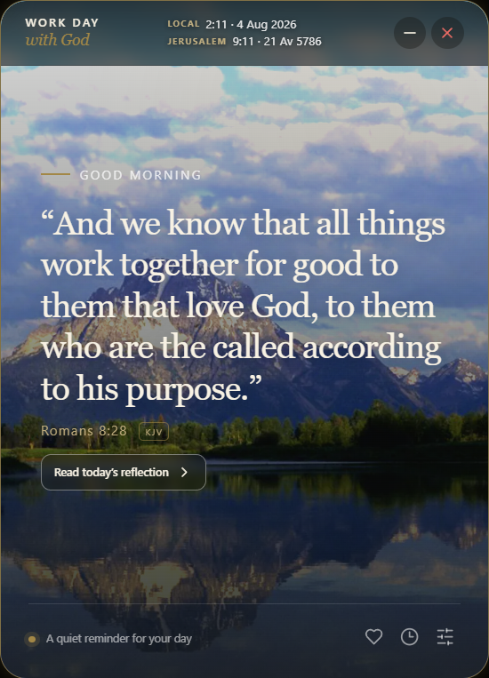 Cmdr_Striker's tweet photo. Stay focused. Stay encouraged. Keep God at the center of your workday. WorkDaywithGod brings Scripture, devotionals, and faith-filled reminders directly to your desktop. #WorkDaywithGod #ChristianApp #FaithAtWork #BibleVerse
On Windows & Android
https://t.co/CQWHA8eVff https://t.co/dmYbFEOuQY