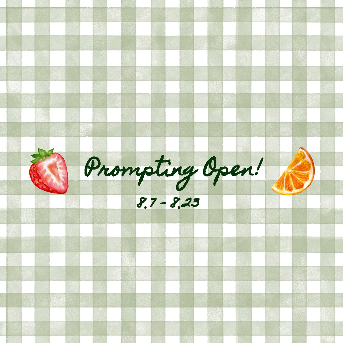 nichojoofest's tweet photo. 🍓 PROMPTING IS NOW OPEN! 🍊 

♡ prompting ends 8.23
♡ prompt list revealed 8.24
♡ link to prompt form in replies! https://t.co/rpmiMdgVtz