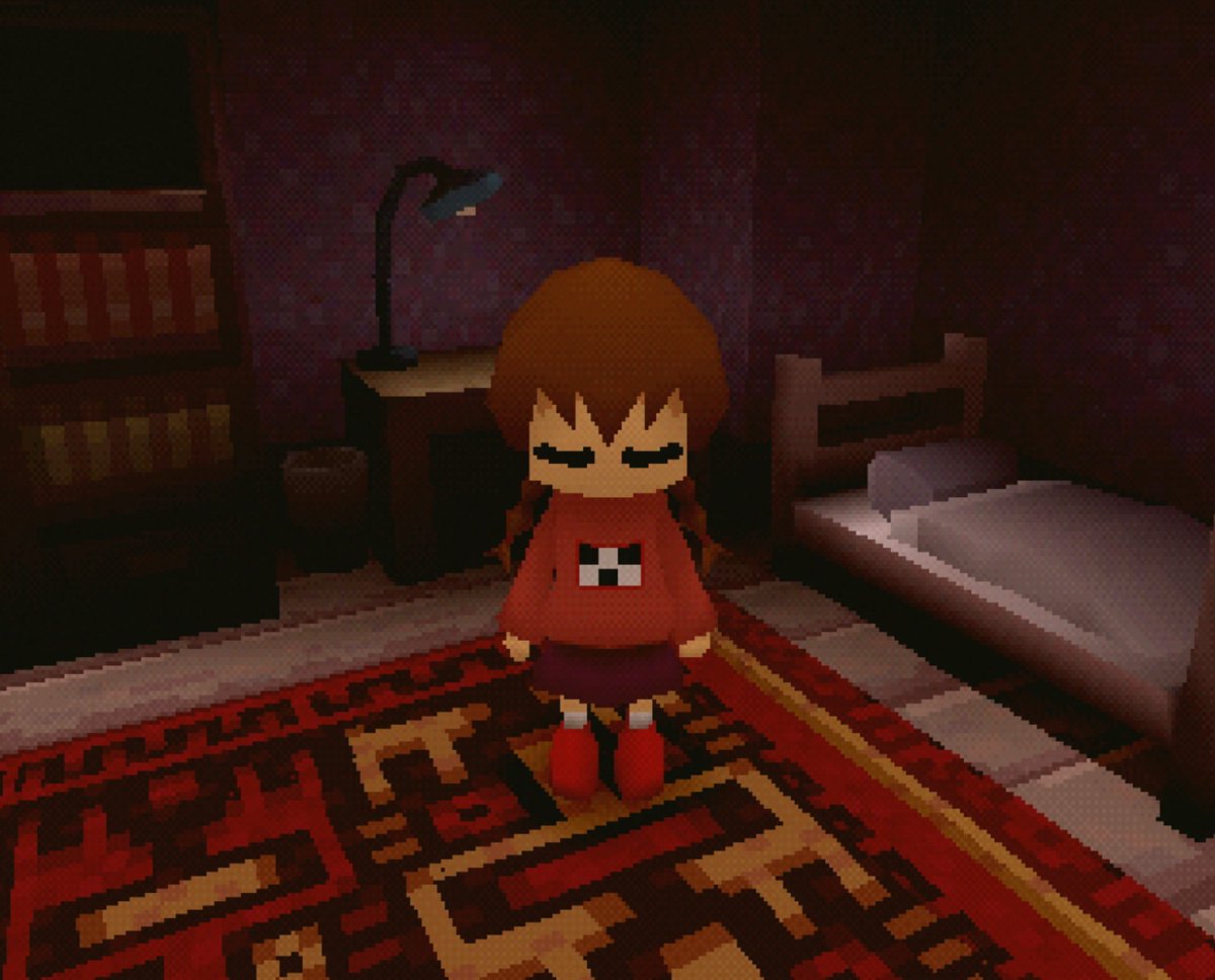 EliasDaler's tweet photo. Thinking about maybe porting Yume Nikki PS to Dreamcast in the future... (Yumecast Nikki??)

Do you think it should look mostly the same or should I maybe try making Madotsuki more high poly/detailed?

If you have some cool Mado art/models I should get inspired by, plz send. https://t.co/ezPzxiDU7W