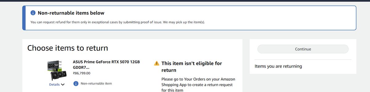 RahulRoy740411's tweet photo. Amazon's response: the delivery record and OTP show the correct item was
delivered.

The listing also shows the item as "not returnable", so I can't raise a
return either. https://t.co/yh3YSQb3kf