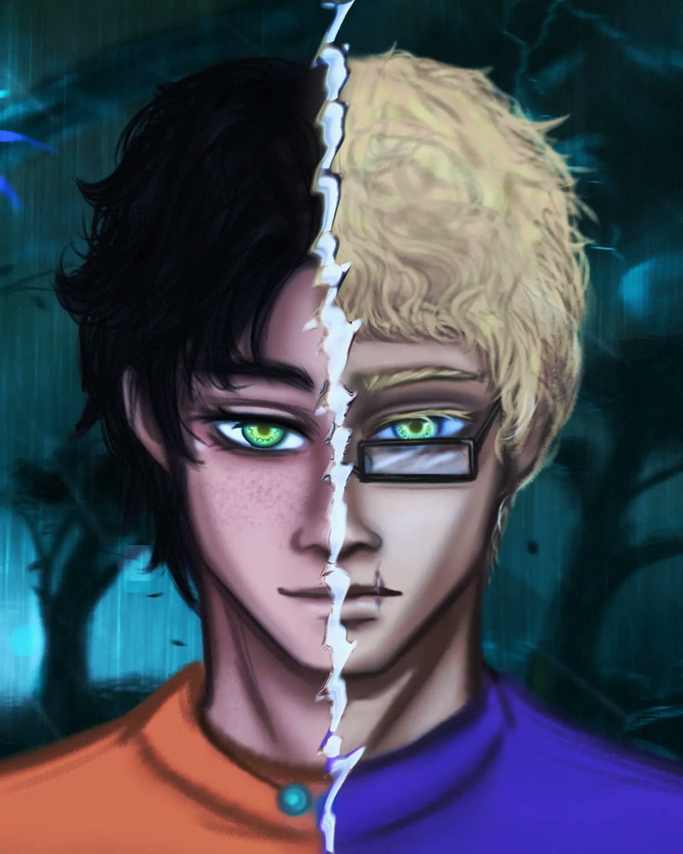 denjiwaves's tweet photo. Drew Percy Jackson &amp; Jason Grace from that Eidolon possession scene in Mark of Athena BUT I FORGOT he gets his glasses two books later so ignore that TT 👍 https://t.co/UckcdoYfSe