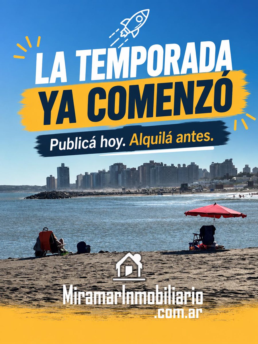 miramarinmo's tweet photo. 📷 ¡LA TEMPORADA 2026/2027 YA EMPEZÓ! 📷
Si tenés una propiedad para alquilar en Miramar, este es el momento de publicarla.
📷 Miramar Inmobiliario se renueva para que tus avisos lleguen a más personas y destaquen como nunca.

👉https://t.co/bSo00NUXNX https://t.co/ndL4lxxMUU