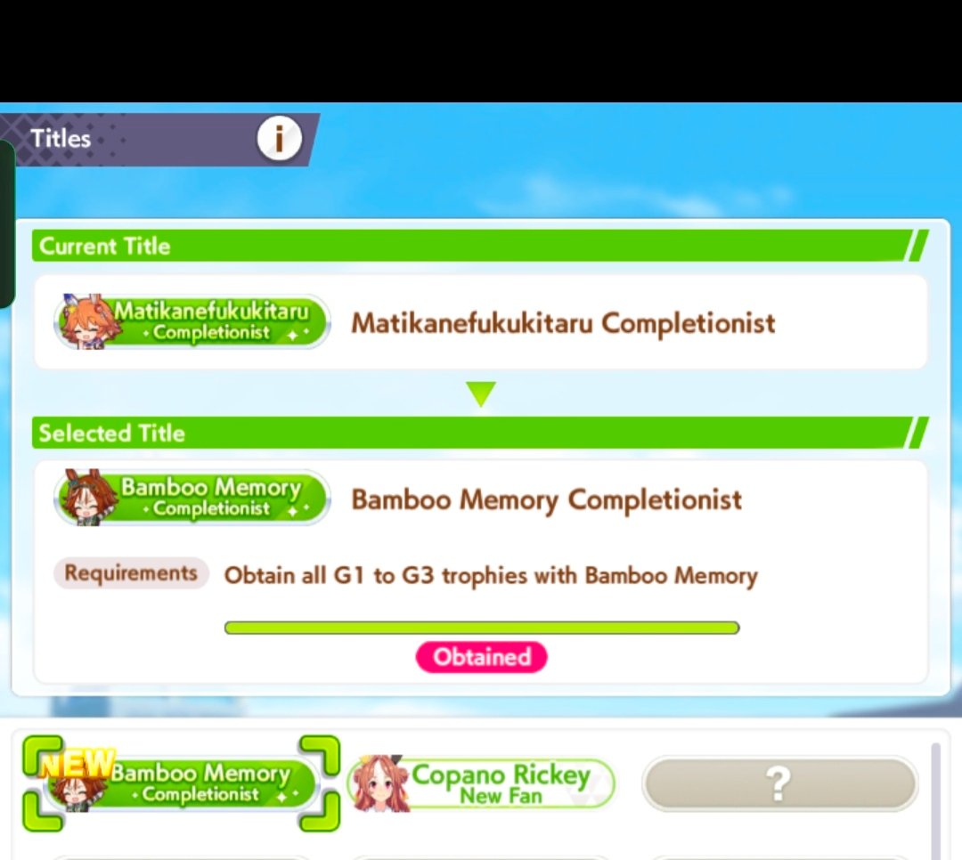 kaziza_chiya's tweet photo. I just got my 4th completionist title with Bamboo!
#バンブーメモリー #bamboomemory https://t.co/HEzZAKZ9vs