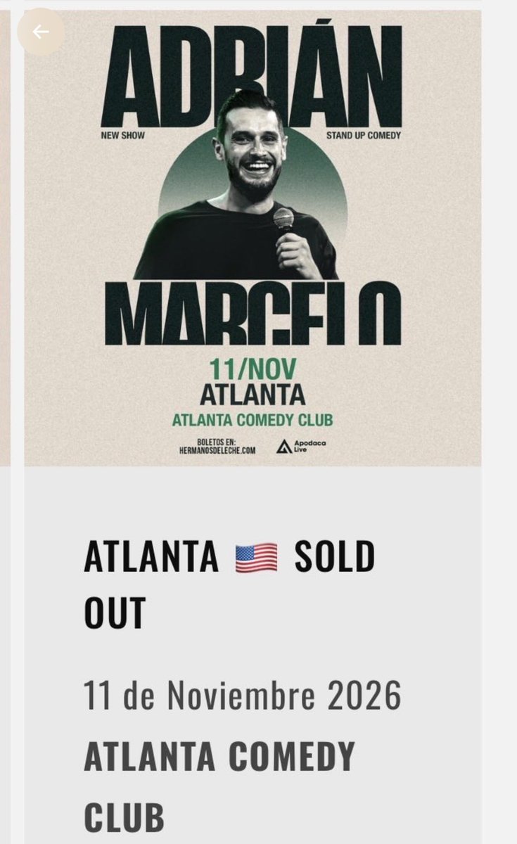 LluviAM_01's tweet photo. La presentación de Adrián Marcelo en Atlanta ya es SOLD OUT 🥹🫶🏻

Pero aún quedan entradas para sus presentaciones en Madrid el 29 de octubre  y en Chicago el 12 de noviembre  ! 

Que esperan para adquirir sus entradas? 🫡 https://t.co/hHTMn8vmLB