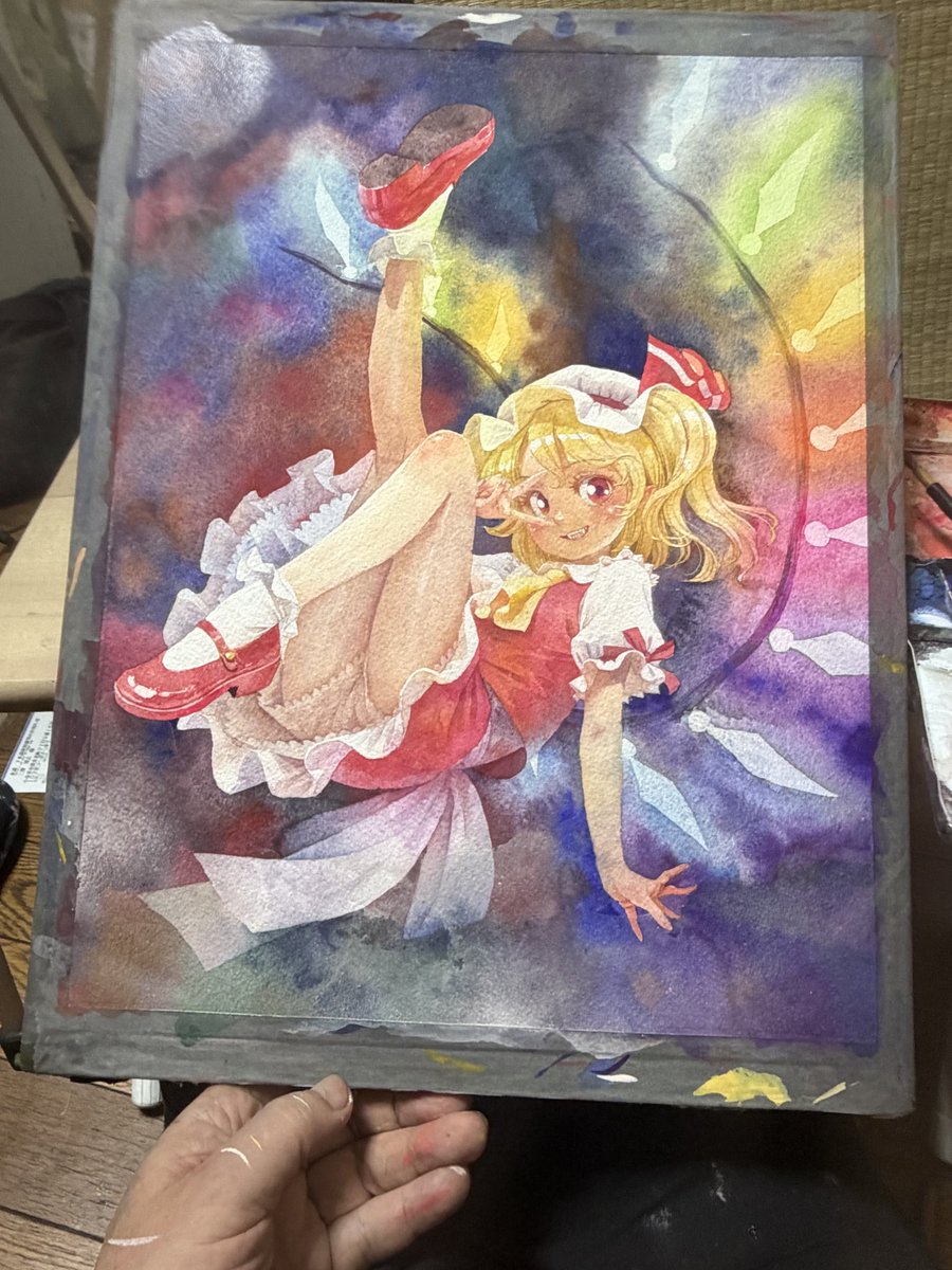 misawazarigani's tweet photo. AI（アナログイラスト）でフランちゃん描いたよ！　#透明水彩 #東方 #フランドール・スカーレット https://t.co/LHjfR3YzOl